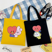 Load image into Gallery viewer, Korean BTS BT21 Cartoon Printed Canvas Tote Large Capacity Bag Fashion Shoulder Bag Ladies Canvas Bags

