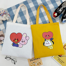 Load image into Gallery viewer, Korean BTS BT21 Cartoon Printed Canvas Tote Large Capacity Bag Fashion Shoulder Bag Ladies Canvas Bags
