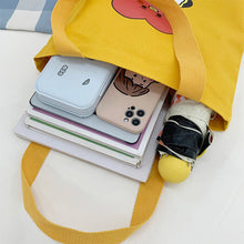 Load image into Gallery viewer, Korean BTS BT21 Cartoon Printed Canvas Tote Large Capacity Bag Fashion Shoulder Bag Ladies Canvas Bags
