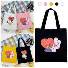 Load image into Gallery viewer, Korean BTS BT21 Cartoon Printed Canvas Tote Large Capacity Bag Fashion Shoulder Bag Ladies Canvas Bags
