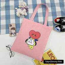 Load image into Gallery viewer, Korean BTS BT21 Cartoon Printed Canvas Tote Large Capacity Bag Fashion Shoulder Bag Ladies Canvas Bags
