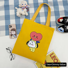 Load image into Gallery viewer, Korean BTS BT21 Cartoon Printed Canvas Tote Large Capacity Bag Fashion Shoulder Bag Ladies Canvas Bags
