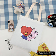 Load image into Gallery viewer, Korean BTS BT21 Cartoon Printed Canvas Tote Large Capacity Bag Fashion Shoulder Bag Ladies Canvas Bags
