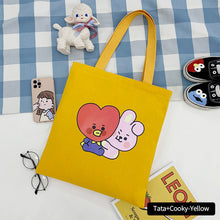 Load image into Gallery viewer, Korean BTS BT21 Cartoon Printed Canvas Tote Large Capacity Bag Fashion Shoulder Bag Ladies Canvas Bags
