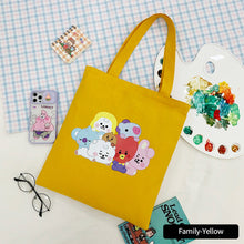 Load image into Gallery viewer, Korean BTS BT21 Cartoon Printed Canvas Tote Large Capacity Bag Fashion Shoulder Bag Ladies Canvas Bags
