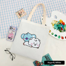 Load image into Gallery viewer, Korean BTS BT21 Cartoon Printed Canvas Tote Large Capacity Bag Fashion Shoulder Bag Ladies Canvas Bags
