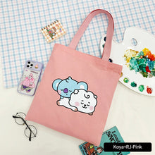 Load image into Gallery viewer, Korean BTS BT21 Cartoon Printed Canvas Tote Large Capacity Bag Fashion Shoulder Bag Ladies Canvas Bags
