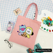 Load image into Gallery viewer, Korean BTS BT21 Cartoon Printed Canvas Tote Large Capacity Bag Fashion Shoulder Bag Ladies Canvas Bags
