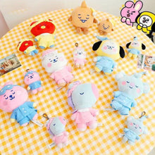 Load image into Gallery viewer, 10cm/20cm KPOP BT21 BTS Soft Plush Toy Pajamas Design Plush Keychain Bag Pendant Key Ring Stuffed Cartoon Toy Gift Tata Cooky Chimmy Koya Shooky Mang RJ
