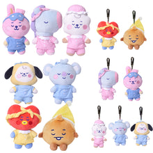 Load image into Gallery viewer, 10cm/20cm KPOP BT21 BTS Soft Plush Toy Pajamas Design Plush Keychain Bag Pendant Key Ring Stuffed Cartoon Toy Gift Tata Cooky Chimmy Koya Shooky Mang RJ
