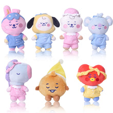 Load image into Gallery viewer, 10cm/20cm KPOP BT21 BTS Soft Plush Toy Pajamas Design Plush Keychain Bag Pendant Key Ring Stuffed Cartoon Toy Gift Tata Cooky Chimmy Koya Shooky Mang RJ
