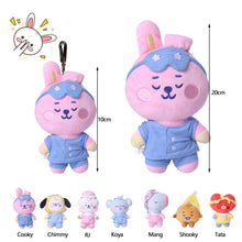 Load image into Gallery viewer, 10cm/20cm KPOP BT21 BTS Soft Plush Toy Pajamas Design Plush Keychain Bag Pendant Key Ring Stuffed Cartoon Toy Gift Tata Cooky Chimmy Koya Shooky Mang RJ
