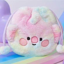 Load image into Gallery viewer, KPOP BTS BT21 Gradient Plush Soft Storage Bag Rainbow Cartoon Large Capacity Drawstring Pocket for Cosmetics Stationery
