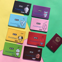 Load image into Gallery viewer, BTS BT21 Leather Travel Passport Holder Passport Case Passport Holder Cover Slim ID Card Case Passport Protector

