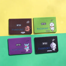 Load image into Gallery viewer, BTS BT21 Leather Travel Passport Holder Passport Case Passport Holder Cover Slim ID Card Case Passport Protector
