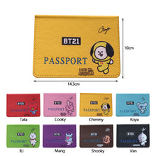 Load image into Gallery viewer, BTS BT21 Leather Travel Passport Holder Passport Case Passport Holder Cover Slim ID Card Case Passport Protector
