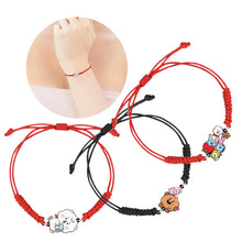 Load image into Gallery viewer, BTS BT21 Fashion Handmade Wishing Bracelet Red Black Rope Bracelet Hand Rope Couple Bracelet
