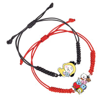 Load image into Gallery viewer, BTS BT21 Fashion Handmade Wishing Bracelet Red Black Rope Bracelet Hand Rope Couple Bracelet
