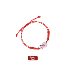 Load image into Gallery viewer, BTS BT21 Fashion Handmade Wishing Bracelet Red Black Rope Bracelet Hand Rope Couple Bracelet
