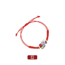 Load image into Gallery viewer, BTS BT21 Fashion Handmade Wishing Bracelet Red Black Rope Bracelet Hand Rope Couple Bracelet
