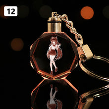 Load image into Gallery viewer, Demon Slayer Fashion Cosplay Cartoon Keychain LED Light Key Chain Ring Anime Keyring Hot Sales Key Chains
