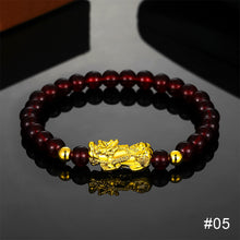 Load image into Gallery viewer, Pi Yao Obsidian Lucky Stone Bead Creative Gold Bracelet Men and Women Blessing Wristband Rich Auspicious Feng Shui Pixiu Bracelet
