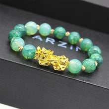 Load image into Gallery viewer, Pixiu Cracked Imitation Agate Wealth and Good Luck Bracelet Pi Yao Beads Bracelet Men Women Wristband Elastic Religious Bracelet
