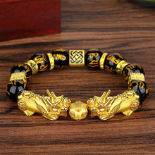 Load image into Gallery viewer, Pixiu Imitation White Jade Barrel Beads Good Luck Bracelet Pi Yao Beads Bracelet Men Women Wristband Elastic Religious Bracelet
