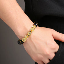 Load image into Gallery viewer, Pixiu Imitation White Jade Barrel Beads Good Luck Bracelet Pi Yao Beads Bracelet Men Women Wristband Elastic Religious Bracelet
