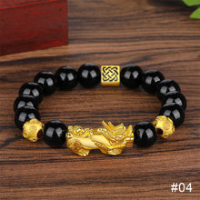 Load image into Gallery viewer, Pixiu Imitation White Jade Barrel Beads Good Luck Bracelet Pi Yao Beads Bracelet Men Women Wristband Elastic Religious Bracelet
