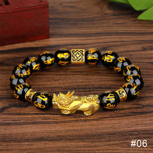 Load image into Gallery viewer, Pixiu Imitation White Jade Barrel Beads Good Luck Bracelet Pi Yao Beads Bracelet Men Women Wristband Elastic Religious Bracelet

