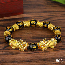 Load image into Gallery viewer, Pixiu Imitation White Jade Barrel Beads Good Luck Bracelet Pi Yao Beads Bracelet Men Women Wristband Elastic Religious Bracelet
