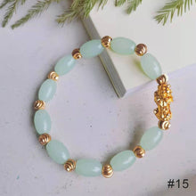 Load image into Gallery viewer, Pixiu Imitation White Jade Barrel Beads Good Luck Bracelet Pi Yao Beads Bracelet Men Women Wristband Elastic Religious Bracelet
