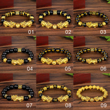 Load image into Gallery viewer, Pixiu Imitation White Jade Barrel Beads Good Luck Bracelet Pi Yao Beads Bracelet Men Women Wristband Elastic Religious Bracelet
