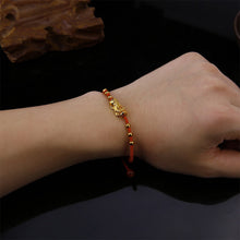 Load image into Gallery viewer, Red and Black Rope Pixiu Hand-woven Bracelet Good Luck Bracelet Pi Yao Beads Bracelet Men Women Wristband Couple Bracelet
