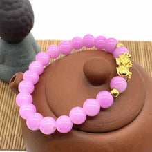 Load image into Gallery viewer, Gold Pixiu Red Agate Transport Evil Spirit Lucky Bracelet Bracelet Feng Shui Piyao Imitation Agate Elastic Couple Bracelet
