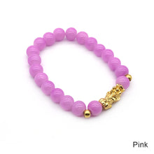 Load image into Gallery viewer, Gold Pixiu Red Agate Transport Evil Spirit Lucky Bracelet Bracelet Feng Shui Piyao Imitation Agate Elastic Couple Bracelet

