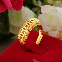 Load image into Gallery viewer, Gold Color Jewelry Ring Alluvial Gold Design Kiss Rose Crown Hollowed-out Copper Cash Women Adjustable Pure Brass Plating Ring
