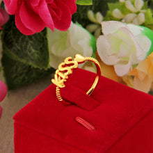 Load image into Gallery viewer, Gold Color Jewelry Ring Alluvial Gold Design Kiss Rose Crown Hollowed-out Copper Cash Women Adjustable Pure Brass Plating Ring
