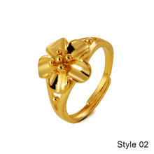 Load image into Gallery viewer, Gold Color Jewelry Ring Alluvial Gold Design Kiss Rose Crown Hollowed-out Copper Cash Women Adjustable Pure Brass Plating Ring
