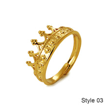 Load image into Gallery viewer, Gold Color Jewelry Ring Alluvial Gold Design Kiss Rose Crown Hollowed-out Copper Cash Women Adjustable Pure Brass Plating Ring
