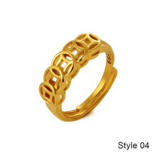 Load image into Gallery viewer, Gold Color Jewelry Ring Alluvial Gold Design Kiss Rose Crown Hollowed-out Copper Cash Women Adjustable Pure Brass Plating Ring
