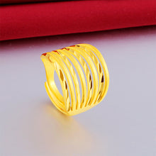 Load image into Gallery viewer, Alluvial Gold Ring Female Frosted Imitation Finger Hollow-out Adjustable Opening Long Ring Creative Jewelry Accessories
