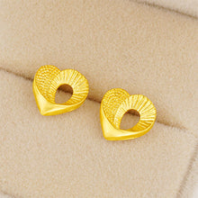 Load image into Gallery viewer, Saudi Gold Rose Hollow-out Ear Stud Fashion Female Simple Love Heart Design Earrings Gold Clover Jewelry Women Accessories
