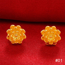Load image into Gallery viewer, Saudi Gold Rose Hollow-out Ear Stud Fashion Female Simple Love Heart Design Earrings Gold Clover Jewelry Women Accessories
