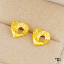 Load image into Gallery viewer, Saudi Gold Rose Hollow-out Ear Stud Fashion Female Simple Love Heart Design Earrings Gold Clover Jewelry Women Accessories
