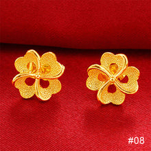 Load image into Gallery viewer, Saudi Gold Rose Hollow-out Ear Stud Fashion Female Simple Love Heart Design Earrings Gold Clover Jewelry Women Accessories
