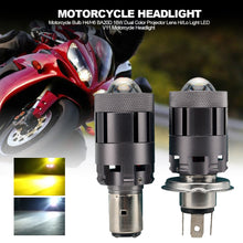 Load image into Gallery viewer, Motorcycle Bulb H4/H6 BA20D 16W Dual Color Projector Lens Hi/Lo Light LED V11 Motorcycle Headlight
