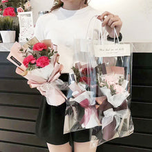 Load image into Gallery viewer, Multifunctional Rose Gift Bag Transparent Flower Bag Tote Bag with English Card for Wedding Party Mother's Day Flower box
