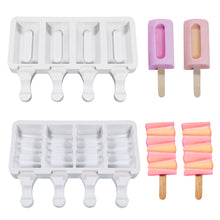 Load image into Gallery viewer, 4Cell/Cavity Silicone Ice Cream Mould DIY Popsicle Mold Ice Cube Tray Puck Popsicle Mold Chocolate Mold Tray
